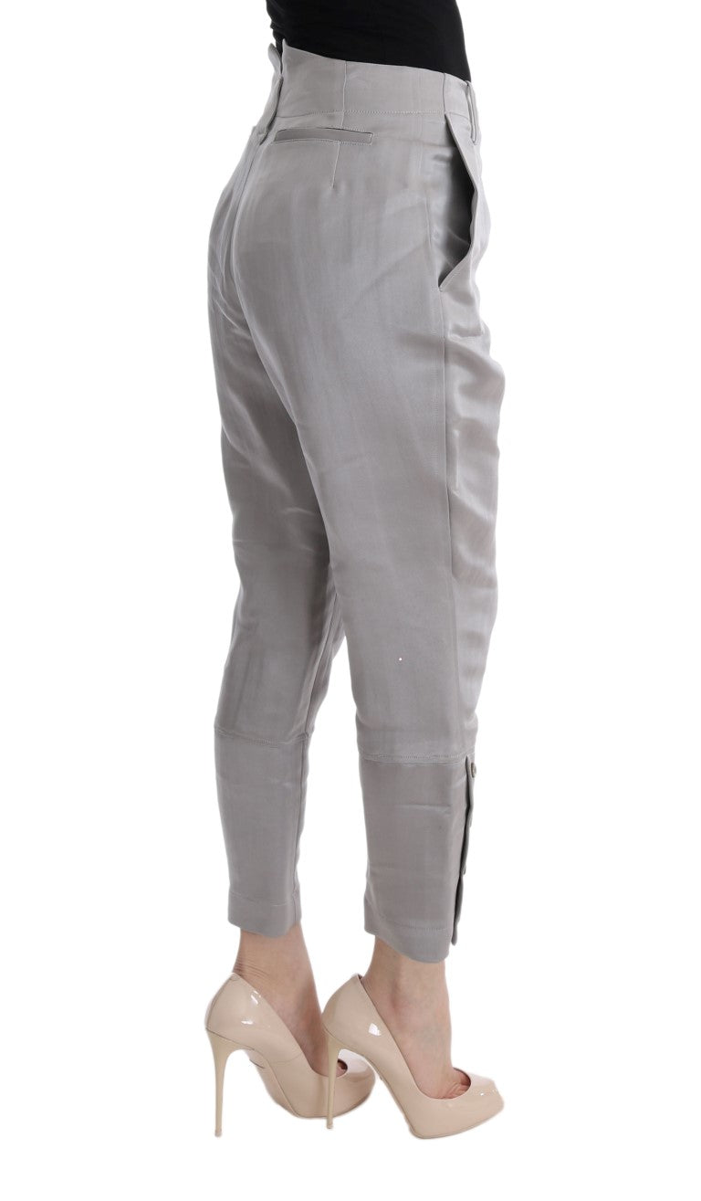 Ermanno Scervino Gray Silk Cropped Casual Women's Pants