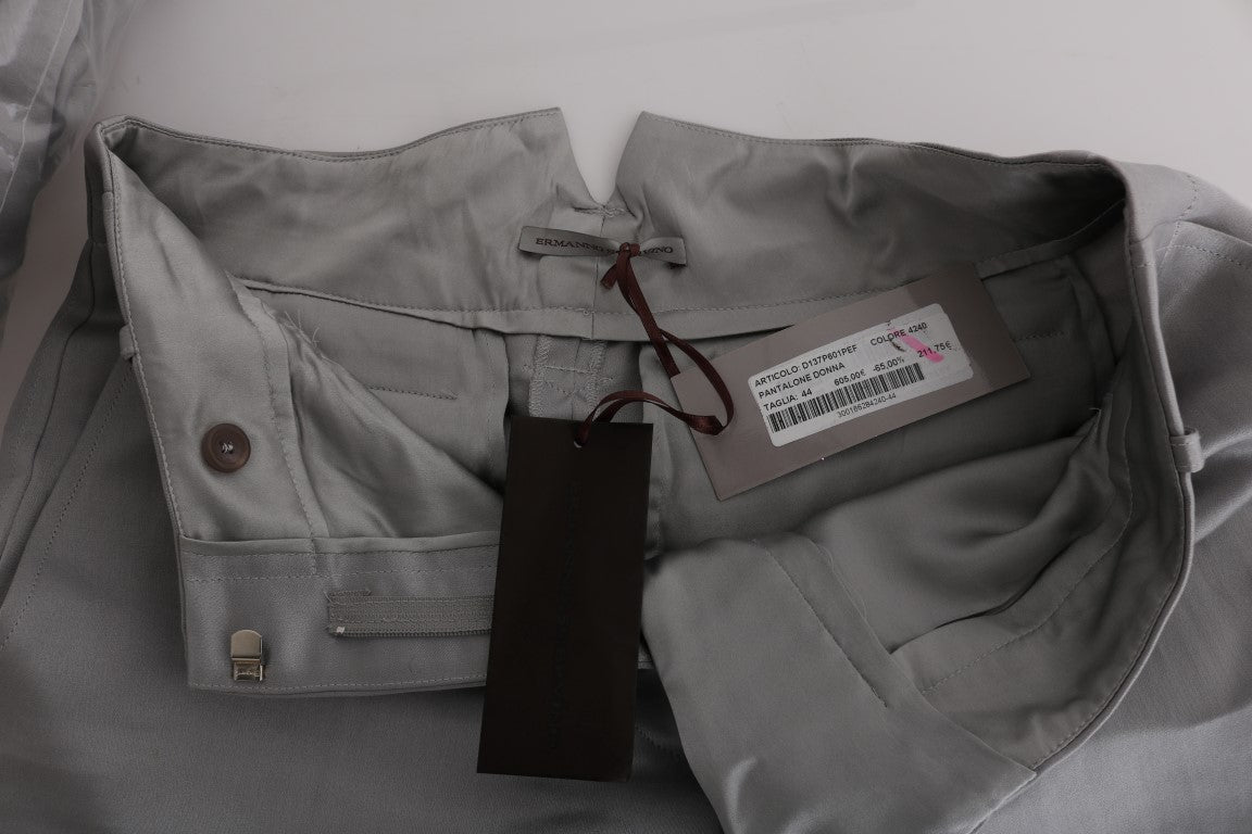 Ermanno Scervino Gray Silk Cropped Casual Women's Pants