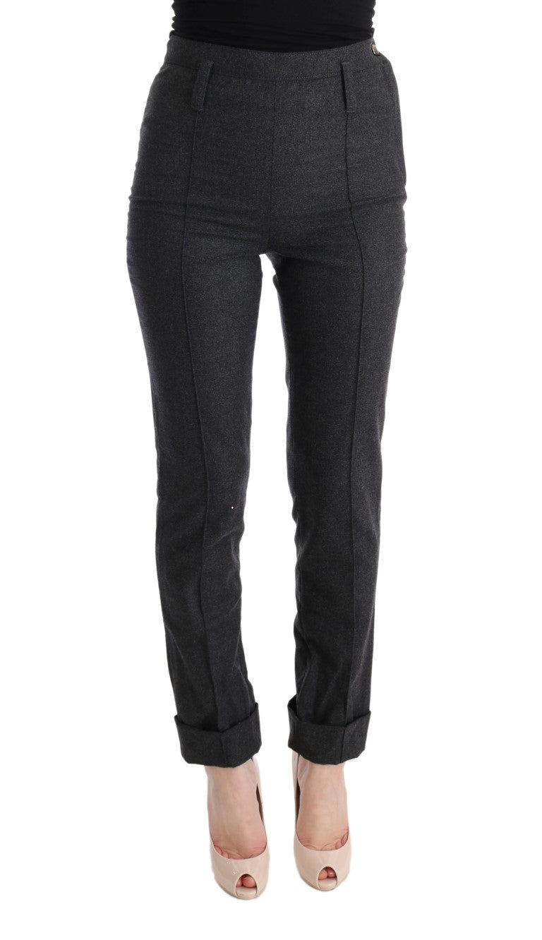 Ermanno Scervino Gray Virgin Wool Skinny Casual Women's Pants