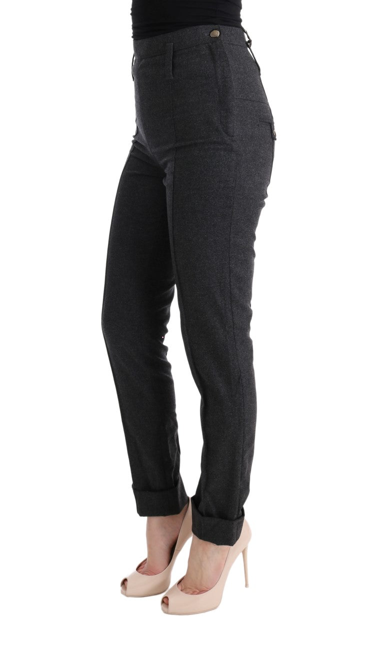 Ermanno Scervino Gray Virgin Wool Skinny Casual Women's Pants