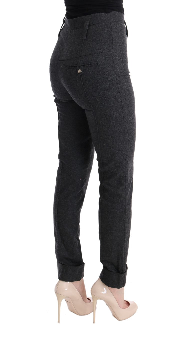 Ermanno Scervino Gray Virgin Wool Skinny Casual Women's Pants
