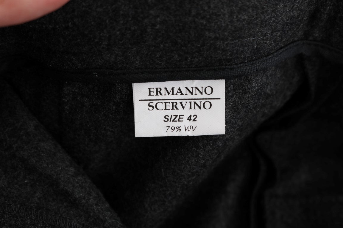 Ermanno Scervino Gray Virgin Wool Skinny Casual Women's Pants