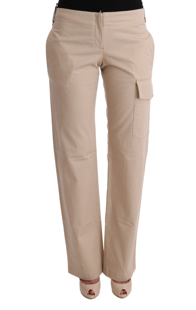 Ermanno Scervino Beige Cotton Wool Regular Fit Women's Pants