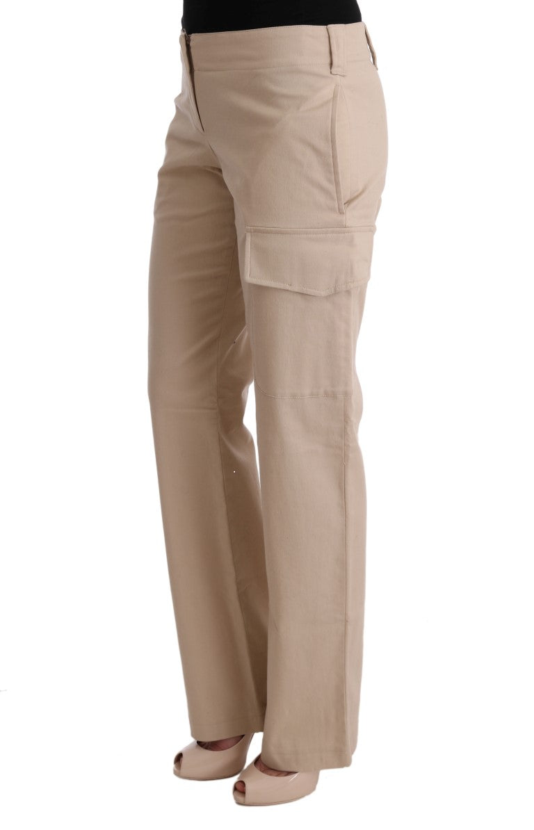 Ermanno Scervino Beige Cotton Wool Regular Fit Women's Pants