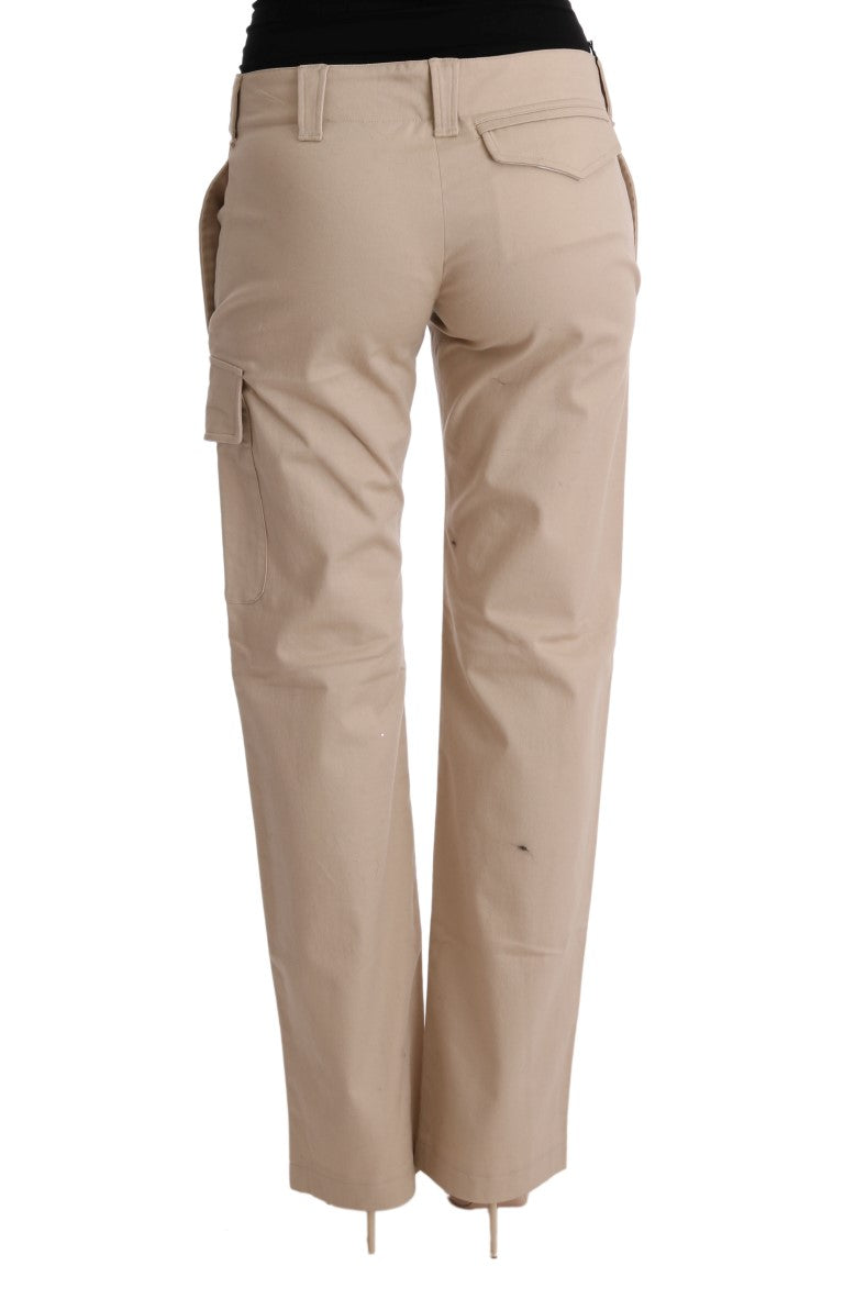 Ermanno Scervino Beige Cotton Wool Regular Fit Women's Pants