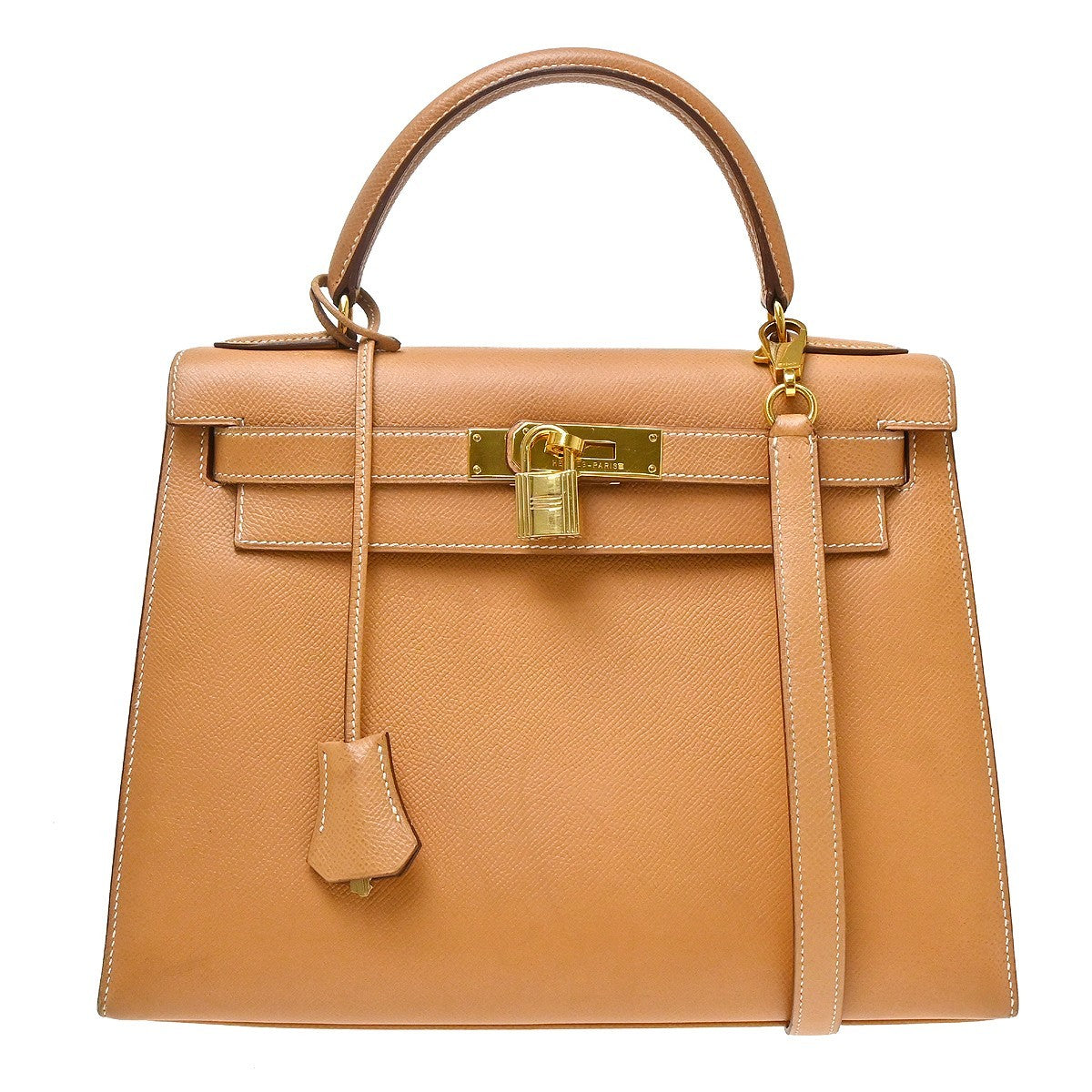Hermes Kelly Beige Courchevel With Gold Hardware Beige Leather Handbag (Pre-Owned)