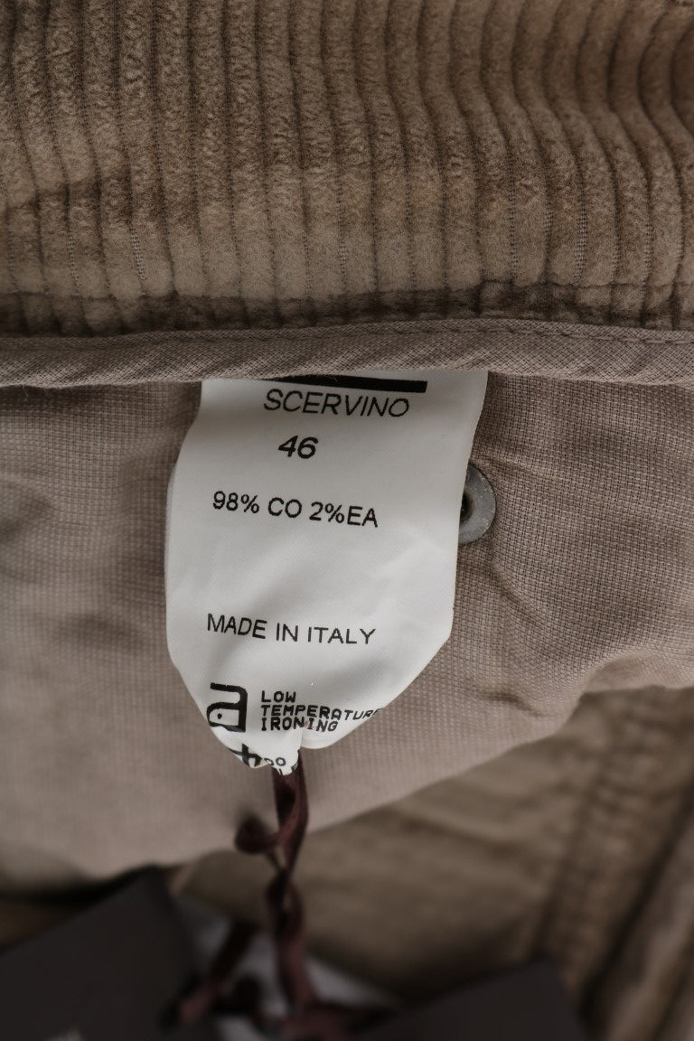 Ermanno Scervino Beige Cotton Velvet Regular Fit Women's Pants