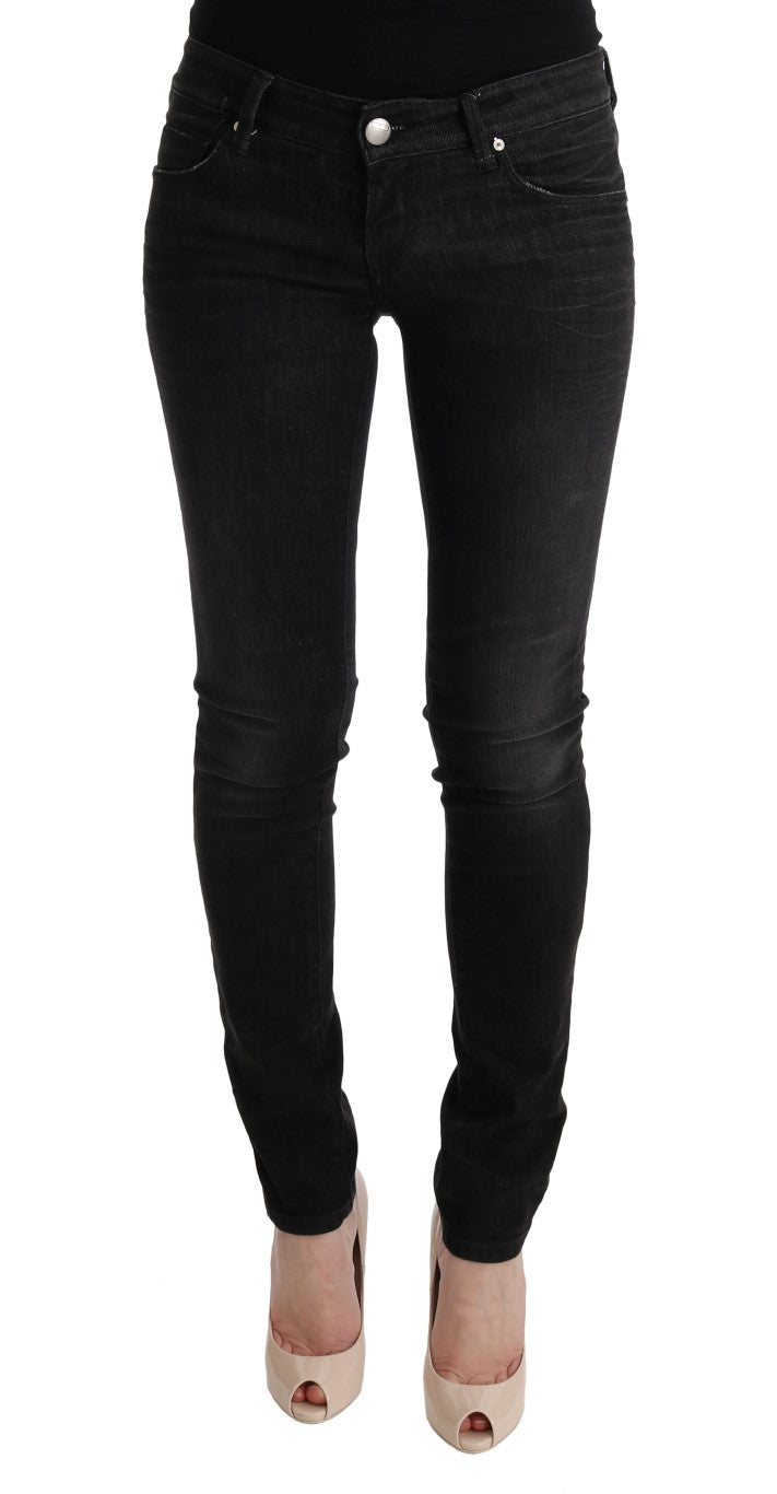Acht Black Denim Cotton Bottoms Slim Fit Women's Jeans