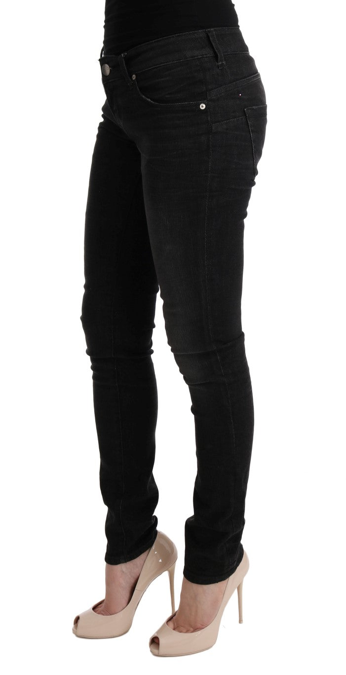 Acht Black Denim Cotton Bottoms Slim Fit Women's Jeans
