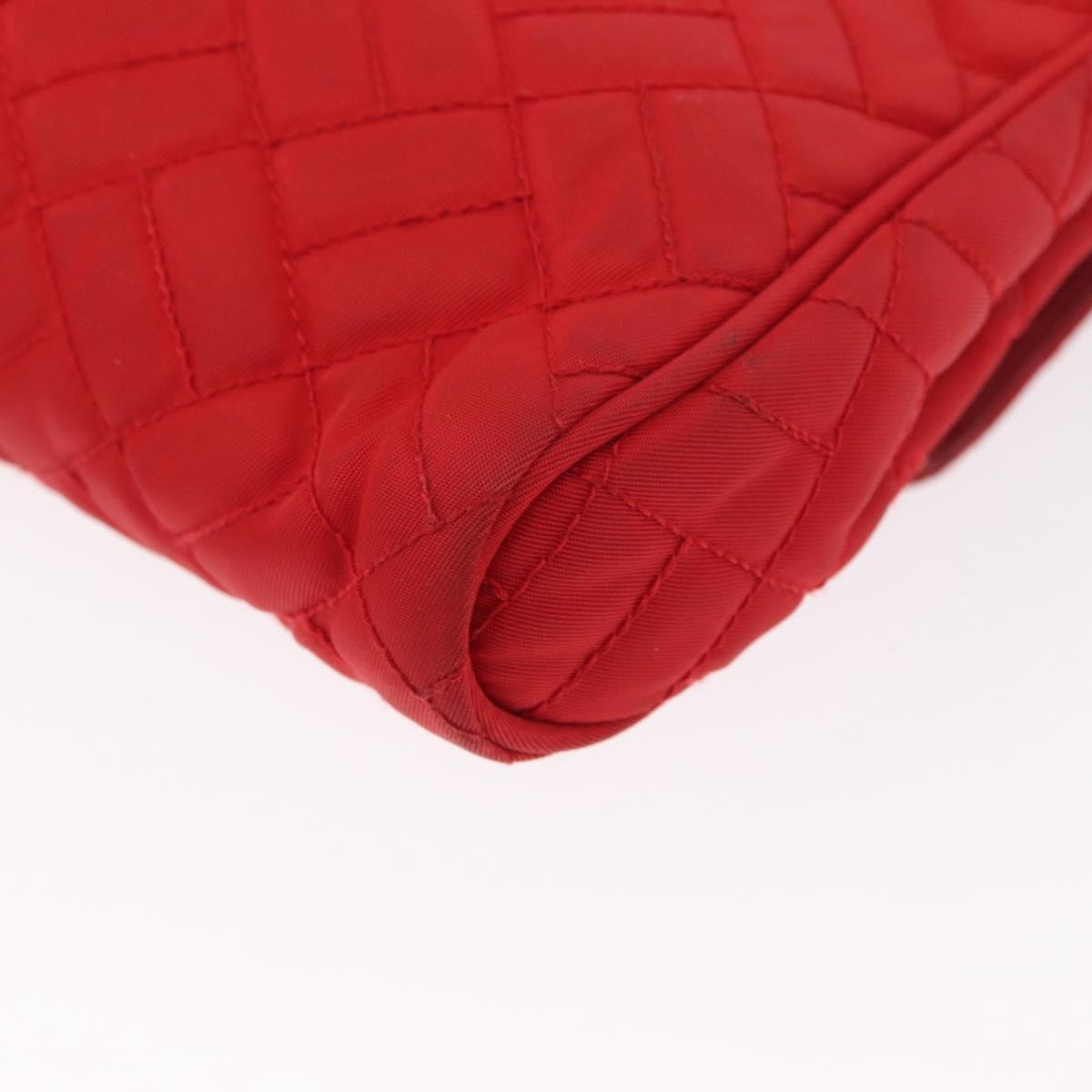 Prada Pushlock Chain Flap Quilted Tessuto Red Nylon Shoulder Bag Bag (Pre-Owned)