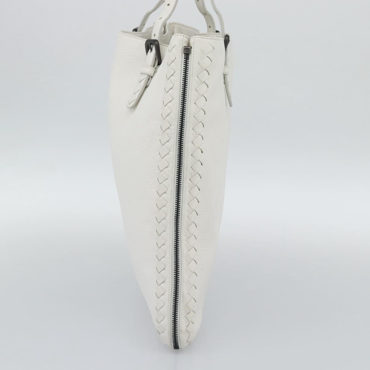 Bottega Veneta Belted Tote Intrecciato Nappa White Leather Tote Bag Bag (Pre-Owned)