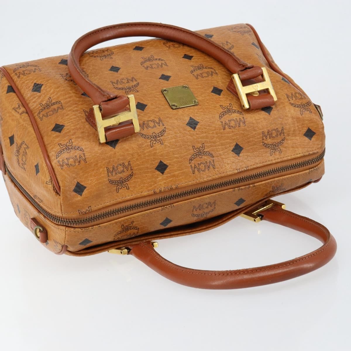 MCM Visetos Logogramme Leather Brown Leather Handbag (Pre-Owned)