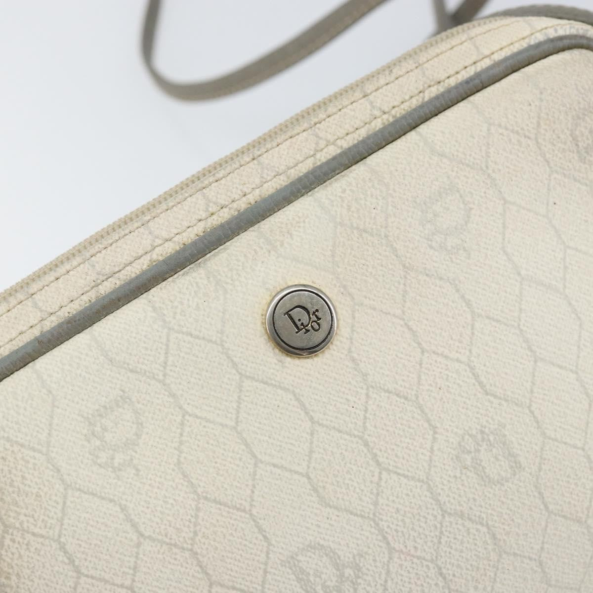 Christian Dior Vintage Honeycomb Zip Coated Canvas White Canvas Clutche & Pouche Bag (Pre-Owned)
