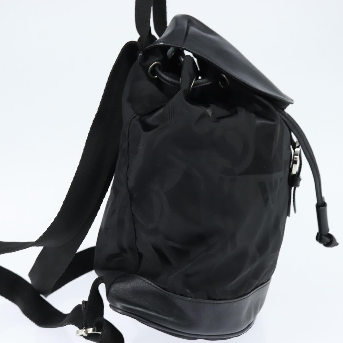 Salvatore Ferragamo Flap Buckle Printed Neoprene Black Nylon Backpack Bag (Pre-Owned)
