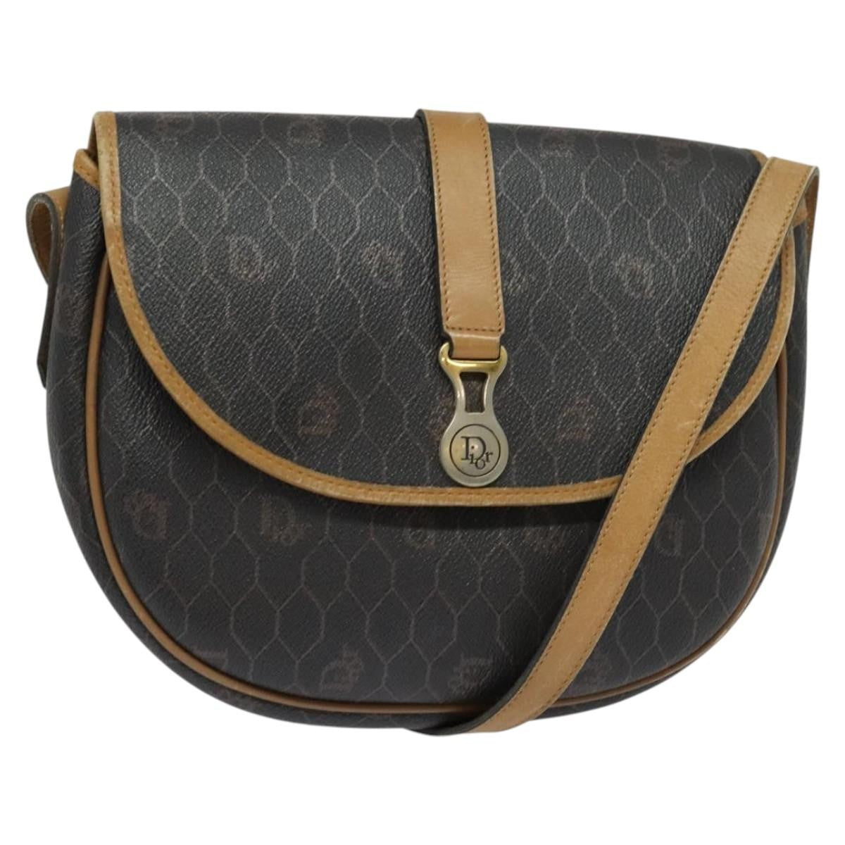 Christian Dior Vintage Honeycomb Flap Canvas And Leather Black Canvas Shoulder Bag Bag (Pre-Owned)