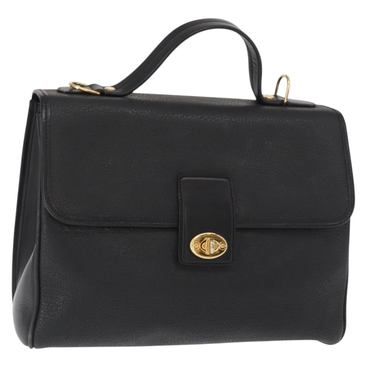 Gucci Vintage Leather Black Leather Handbag (Pre-Owned)