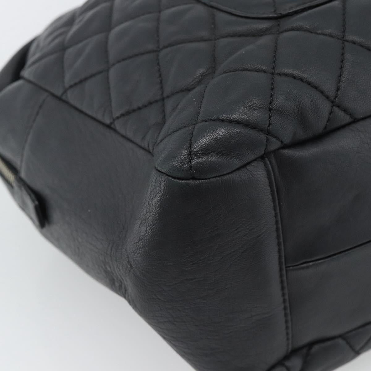 Chanel Mademoiselle Chain Quilted Lambskin Black Leather Shoulder Bag Bag (Pre-Owned)