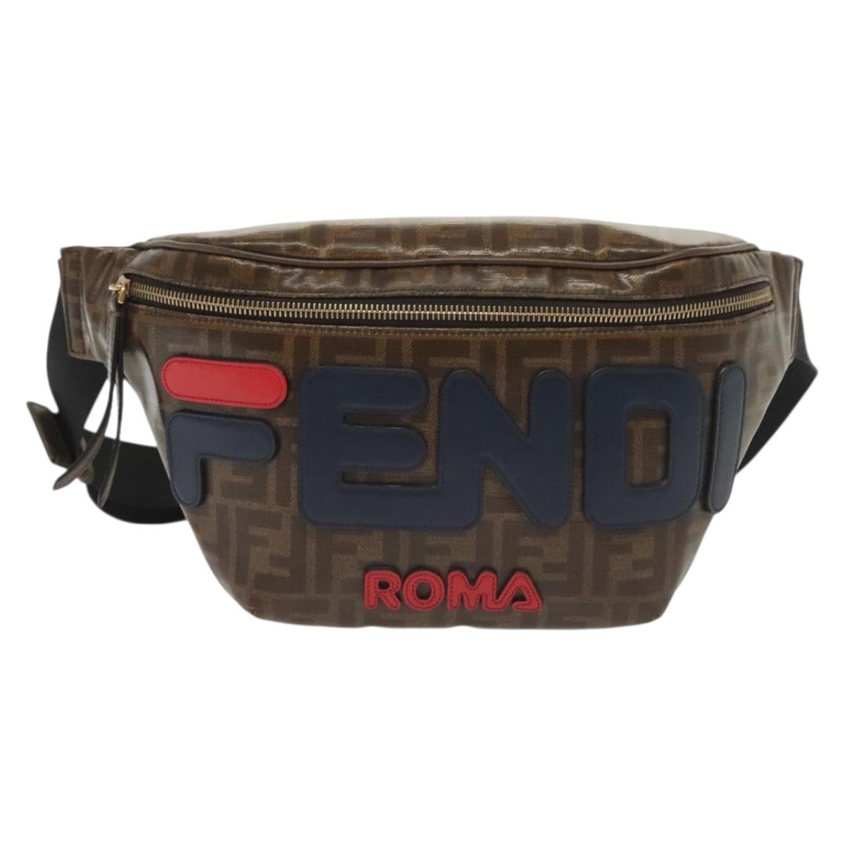 Fendi Mania Logo Waist Zucca Coated Canvas Brown Canvas Clutche & Pouche Bag (Pre-Owned)
