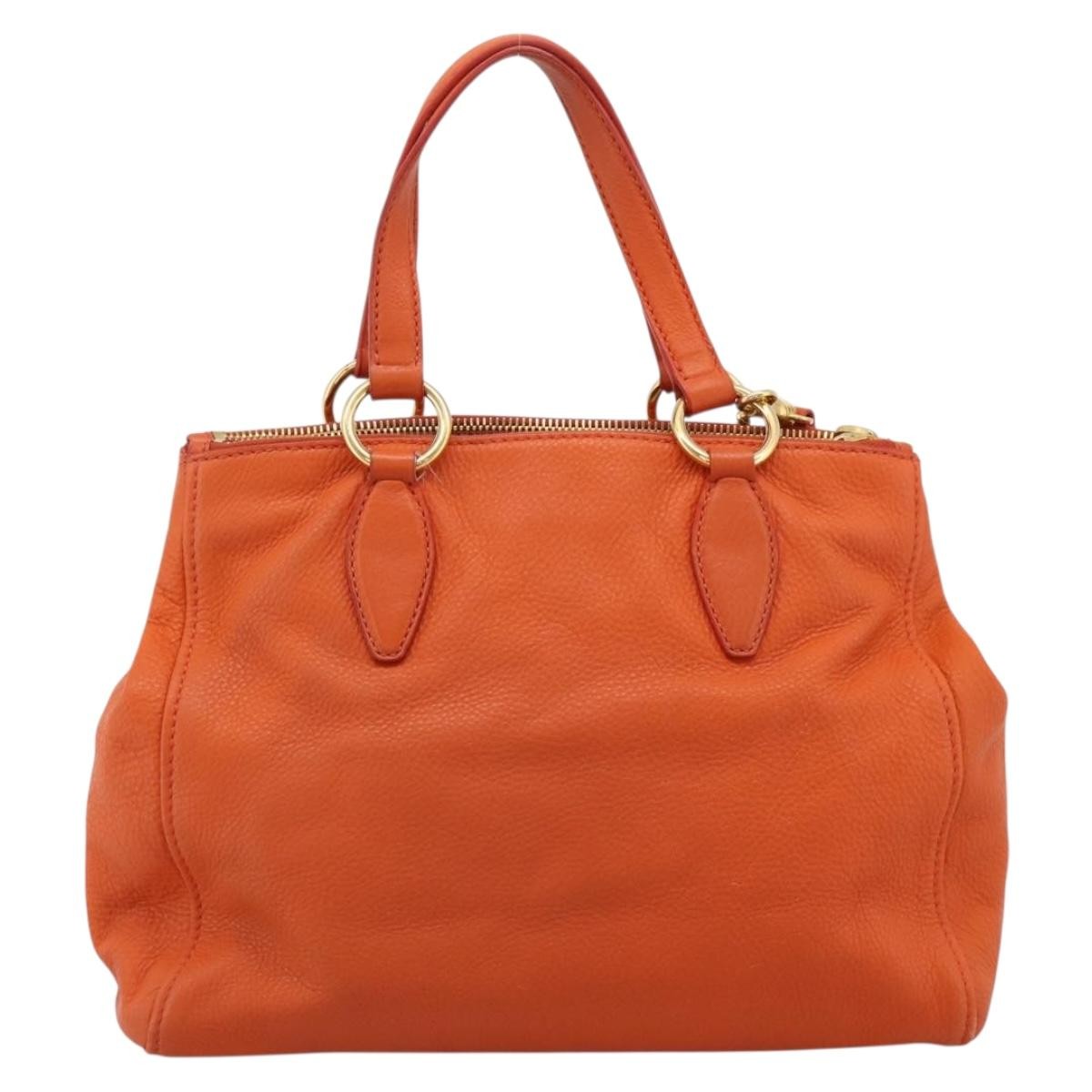Miu Miu Caribou Convertible Tote Leather Orange Leather Handbag (Pre-Owned)