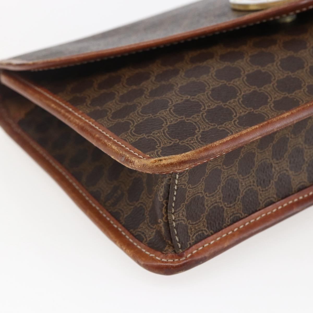 Celine Circle Logo Macadam Canvas And Leather Brown Canvas Clutche & Pouche Bag (Pre-Owned)