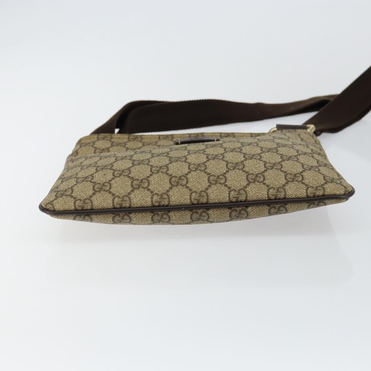 Gucci Flat Messenger Gg Canvas And Leather Beige Canvas Shoulder Bag Bag (Pre-Owned)