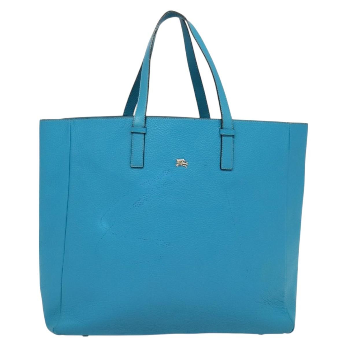 Burberry Black Label Leather Blue Leather Tote Bag Bag (Pre-Owned)