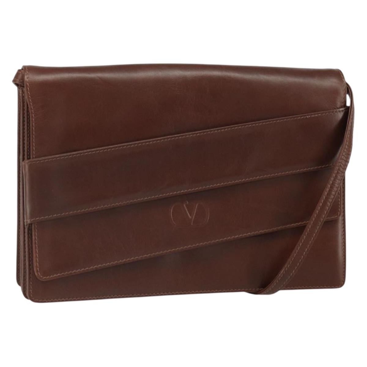 Valentino Garavani Vintage Leather Brown Leather Shoulder Bag Bag (Pre-Owned)