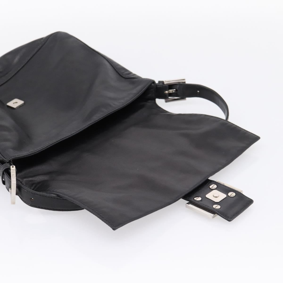 Fendi Mamma Baguette Zucca Jacquard Velvet Black Leather Shoulder Bag Bag (Pre-Owned)