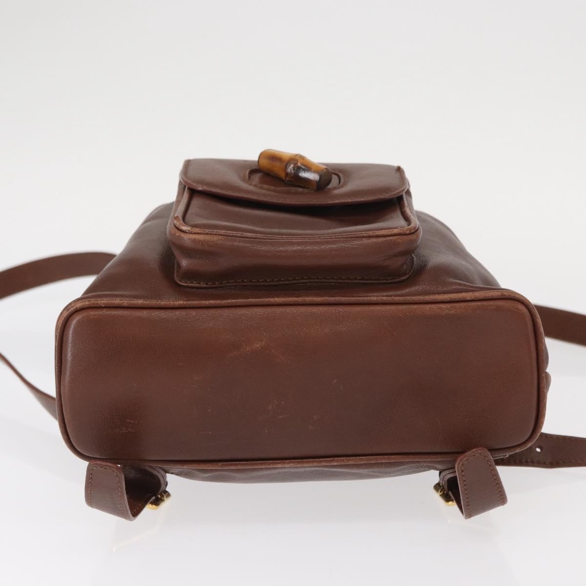 Gucci Vintage Bamboo Leather Brown Leather Backpack Bag (Pre-Owned)