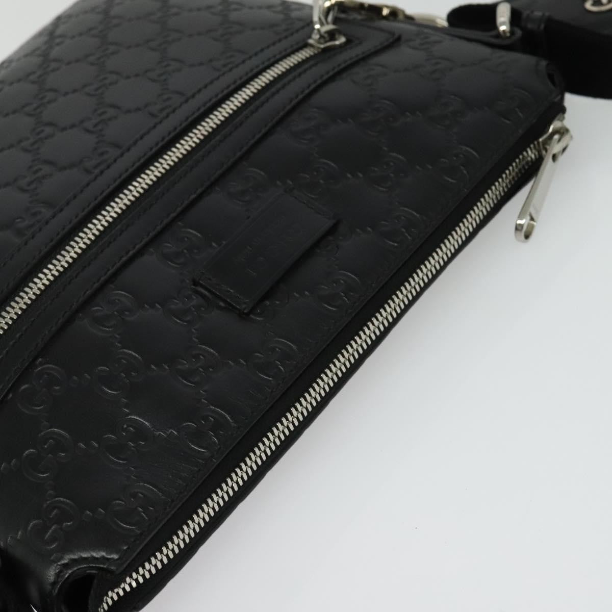 Gucci Signature Zip Messenger Guccissima Leather Black Leather Shoulder Bag Bag (Pre-Owned)
