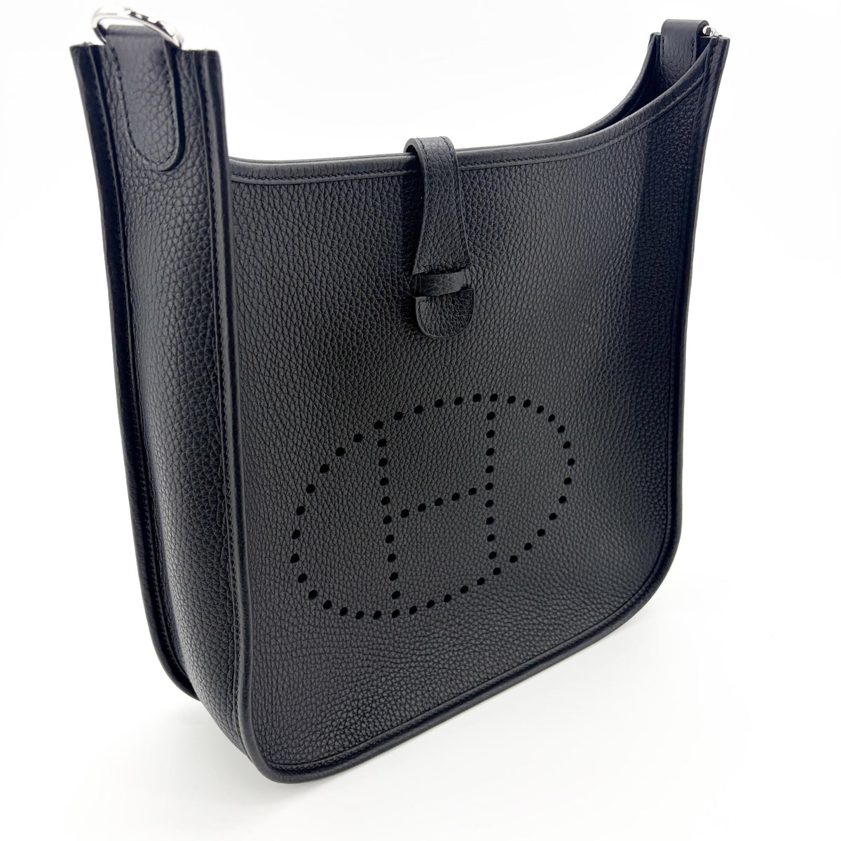 Hermes Evelyne Bag Gen Iii Clemence Black Leather Shoulder Bag Bag (Pre-Owned)