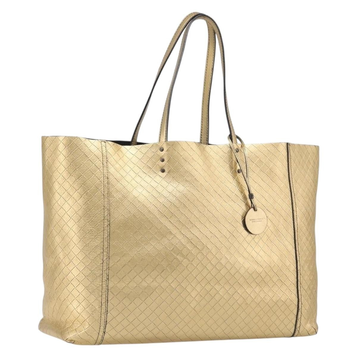Bottega Veneta Intrecciomirage Leather Gold Leather Tote Bag Bag (Pre-Owned)