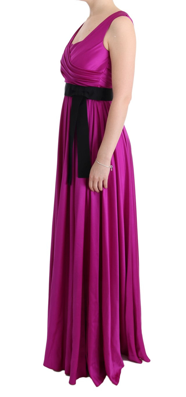 Dolce & Gabbana Pink Silk Stretch Shift Long Women's Dress