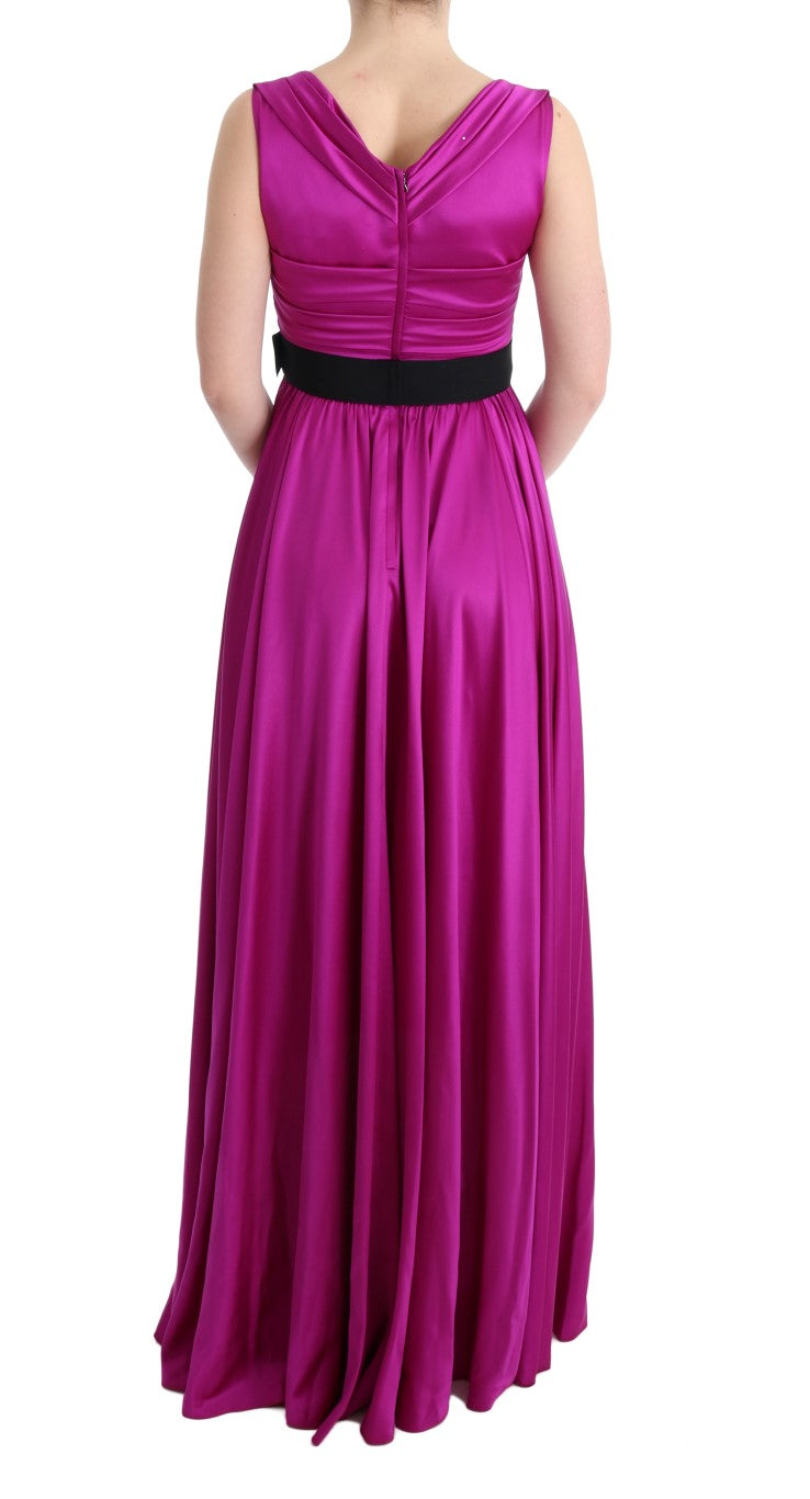 Dolce & Gabbana Pink Silk Stretch Shift Long Women's Dress