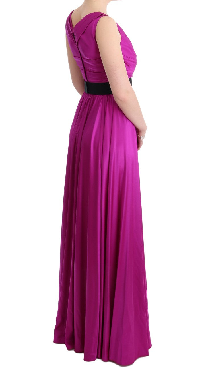 Dolce & Gabbana Pink Silk Stretch Shift Long Women's Dress
