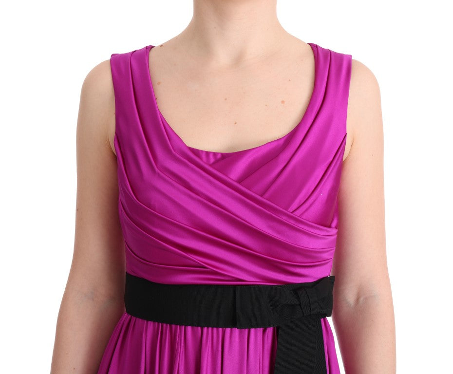 Dolce & Gabbana Pink Silk Stretch Shift Long Women's Dress