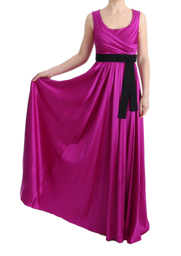 Dolce & Gabbana Pink Silk Stretch Shift Long Women's Dress