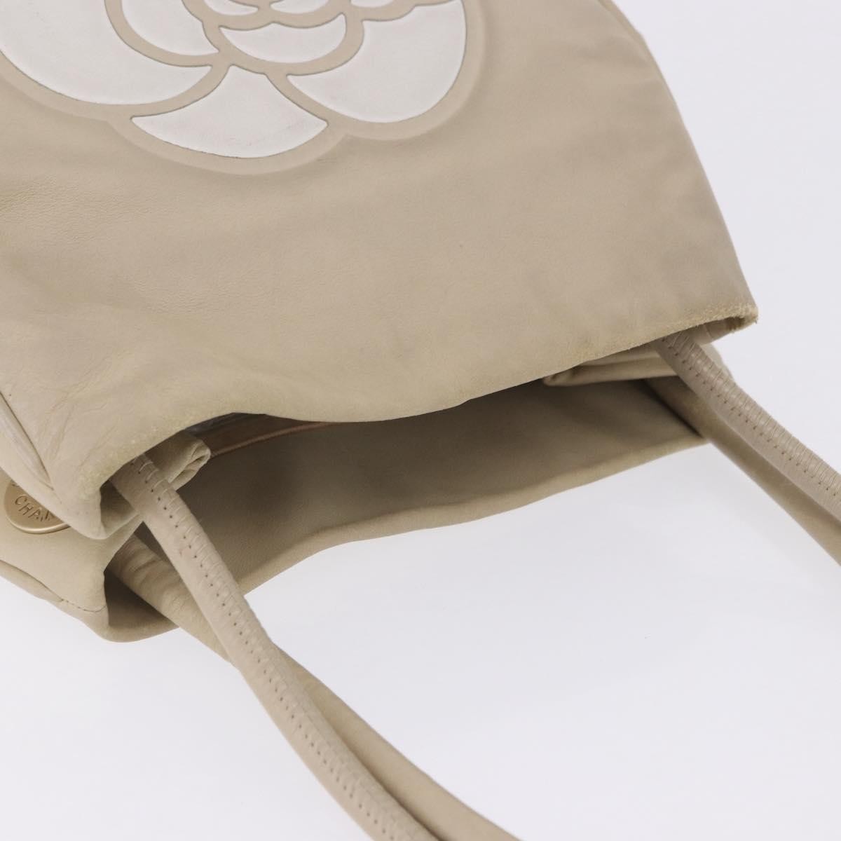 Chanel Camellia Lambskin Beige Leather Tote Bag Bag (Pre-Owned)