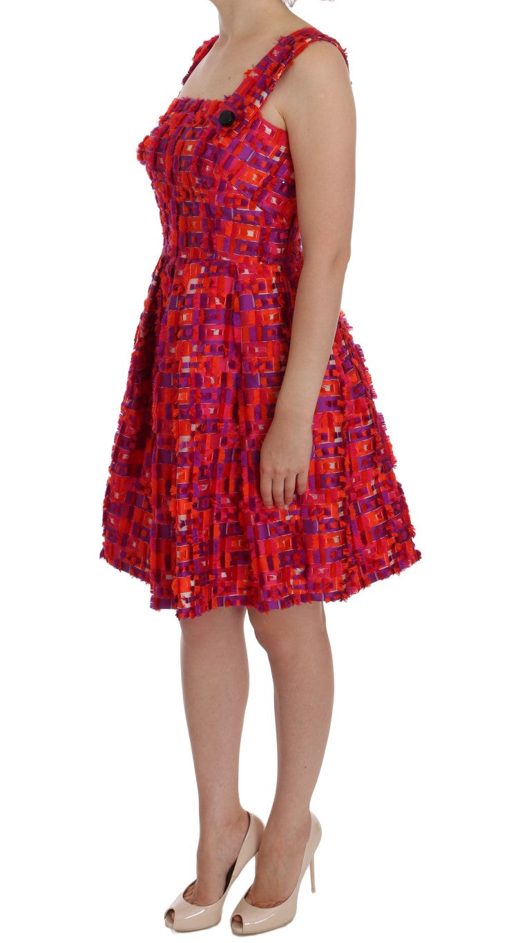 Dolce & Gabbana Pink Patterned A-line Above Knees Women's Dress