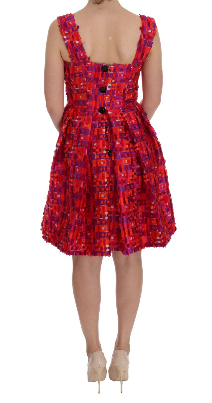 Dolce & Gabbana Pink Patterned A-line Above Knees Women's Dress