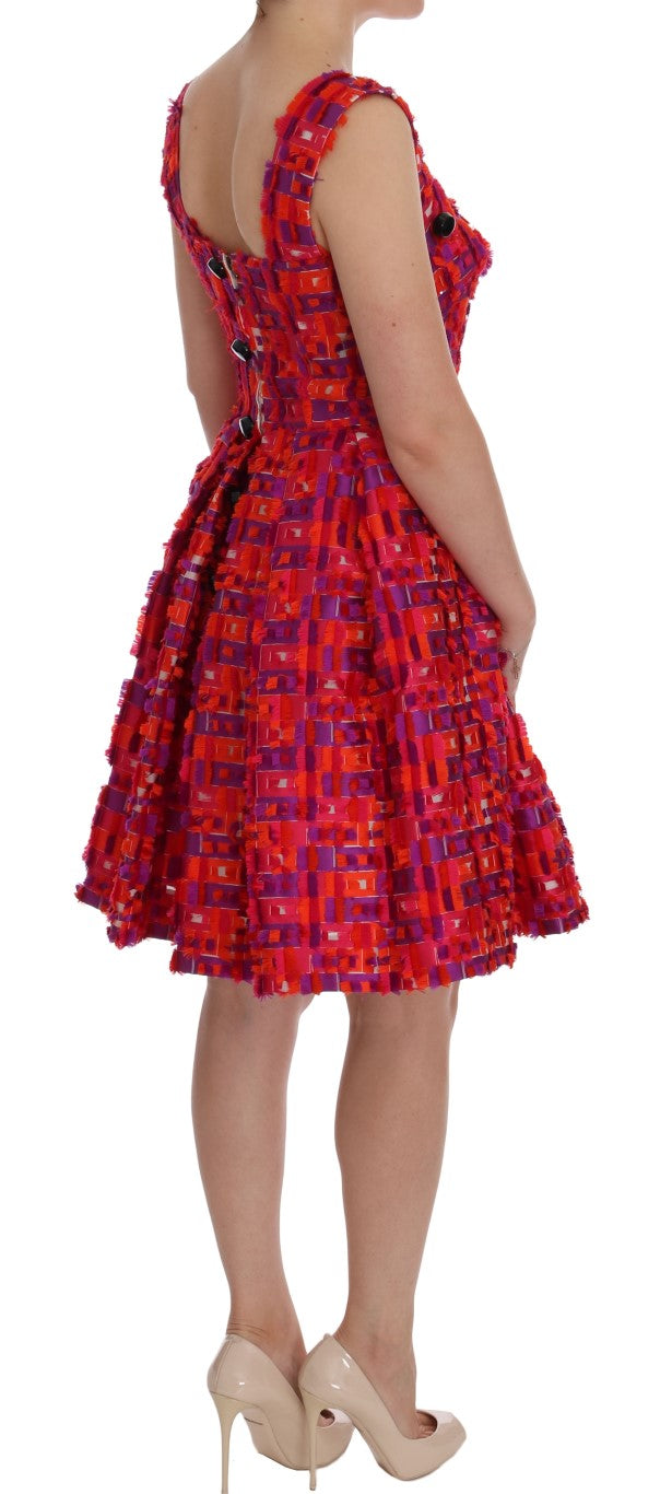 Dolce & Gabbana Pink Patterned A-line Above Knees Women's Dress