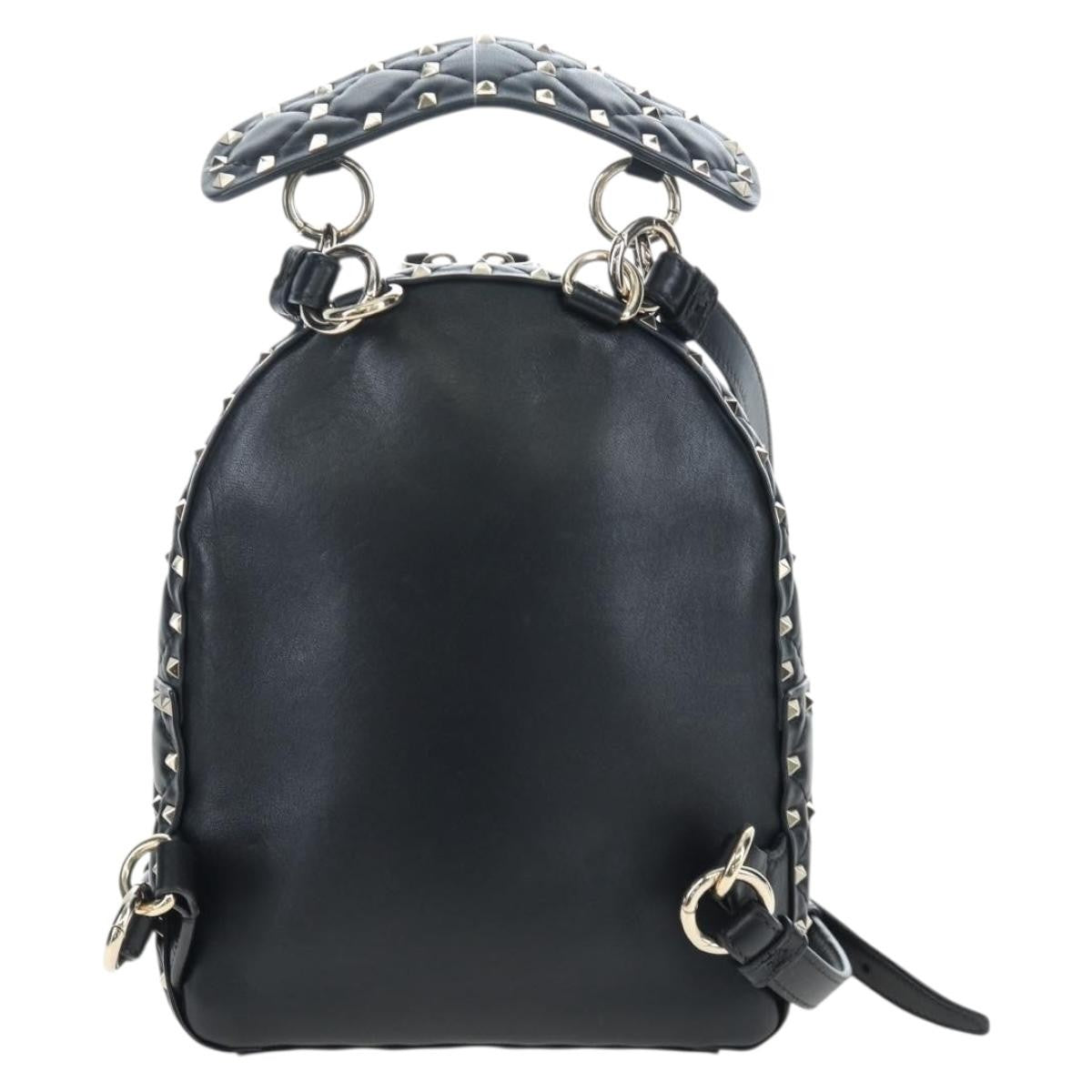 Valentino Garavani Rockstud Spike Quilted Leather Black Leather Backpack Bag (Pre-Owned)