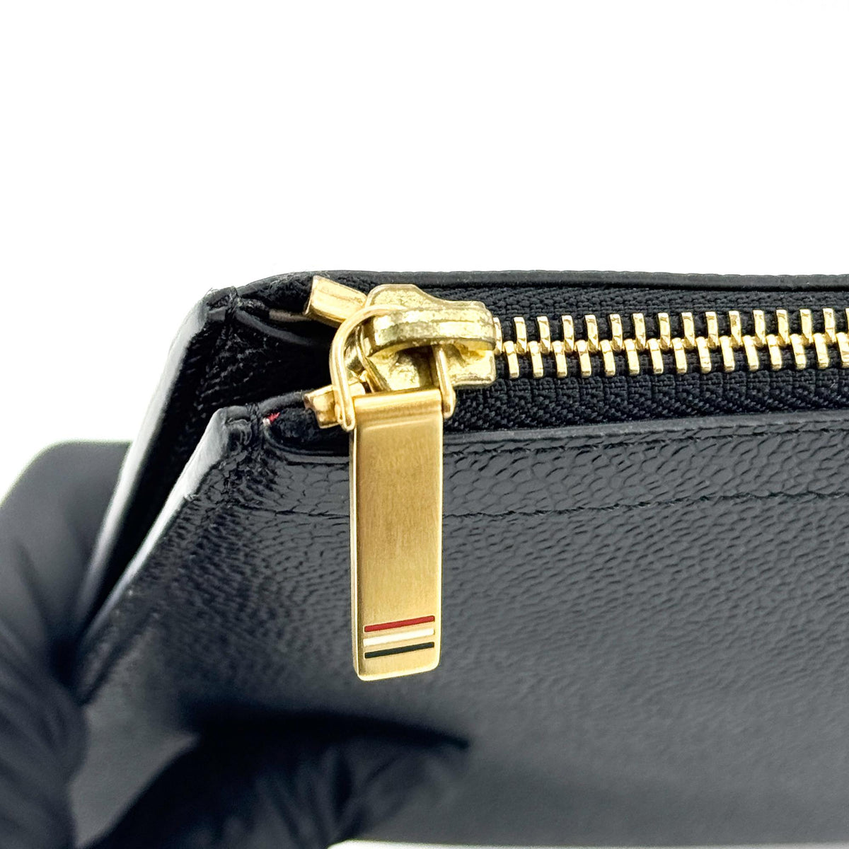 Thom Browne Zip Document Holder Leather With Applique Black Leather Briefcase Bag (Pre-Owned)