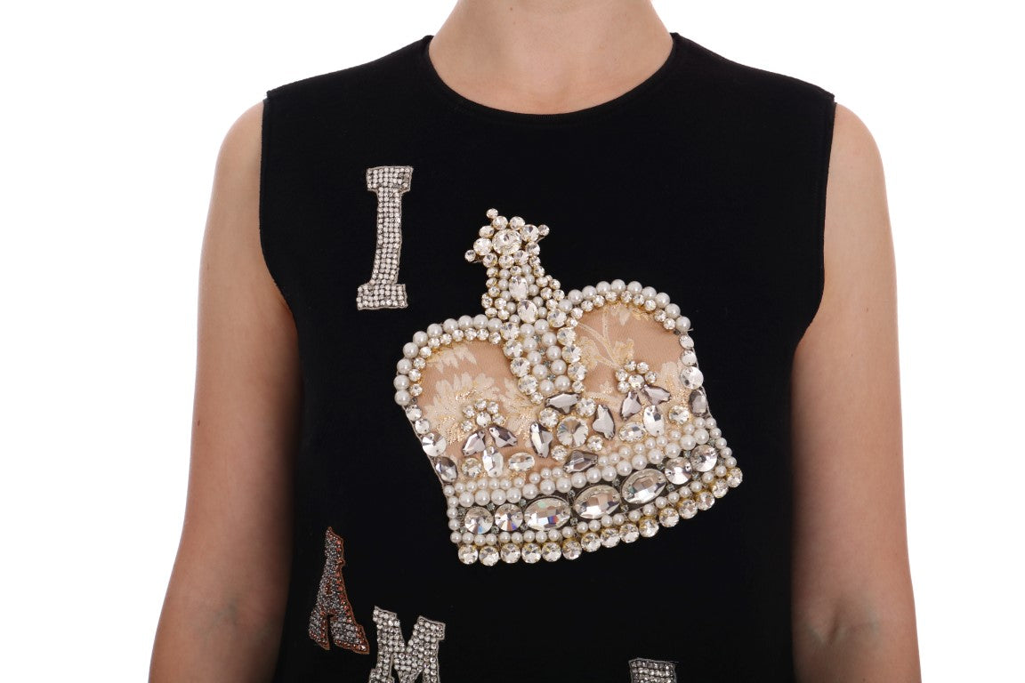 Dolce & Gabbana Black I AM A PRINCESS Crystal Shift Women's Dress
