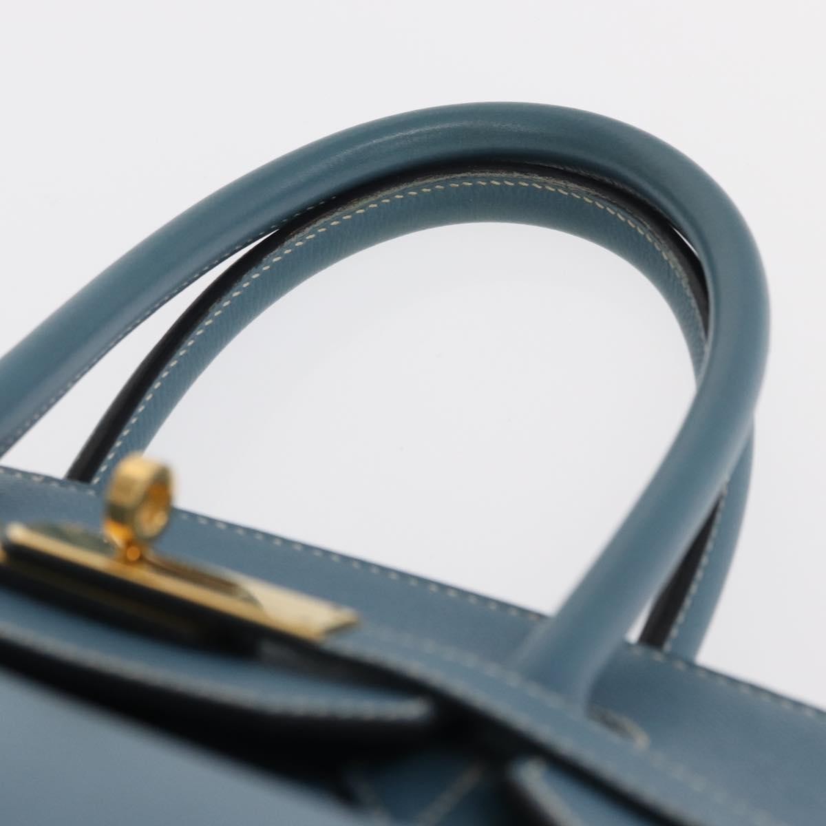 Hermes Birkin Blue Epsom With Gold Hardware Blue Leather Handbag (Pre-Owned)