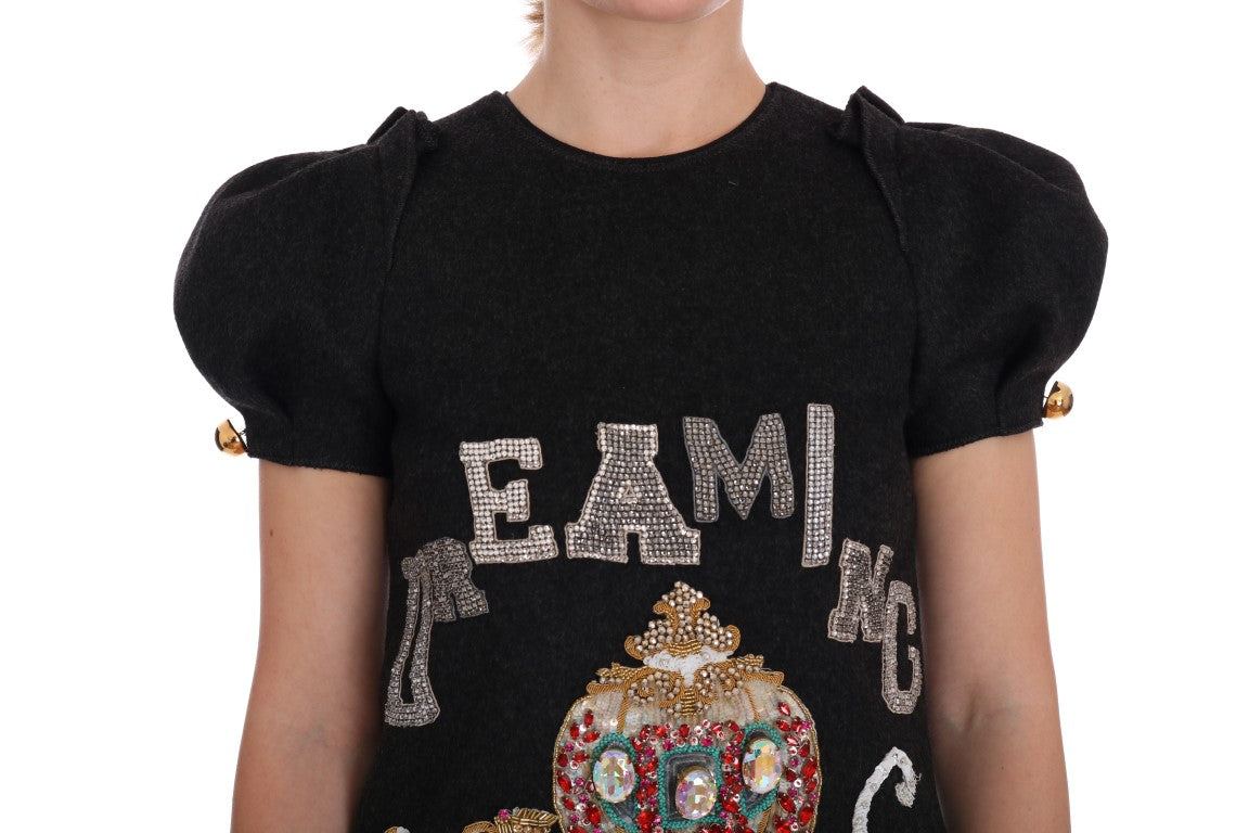 Dolce & Gabbana Gray Crystal \"Dreaming of My Prince\" Women's Dress