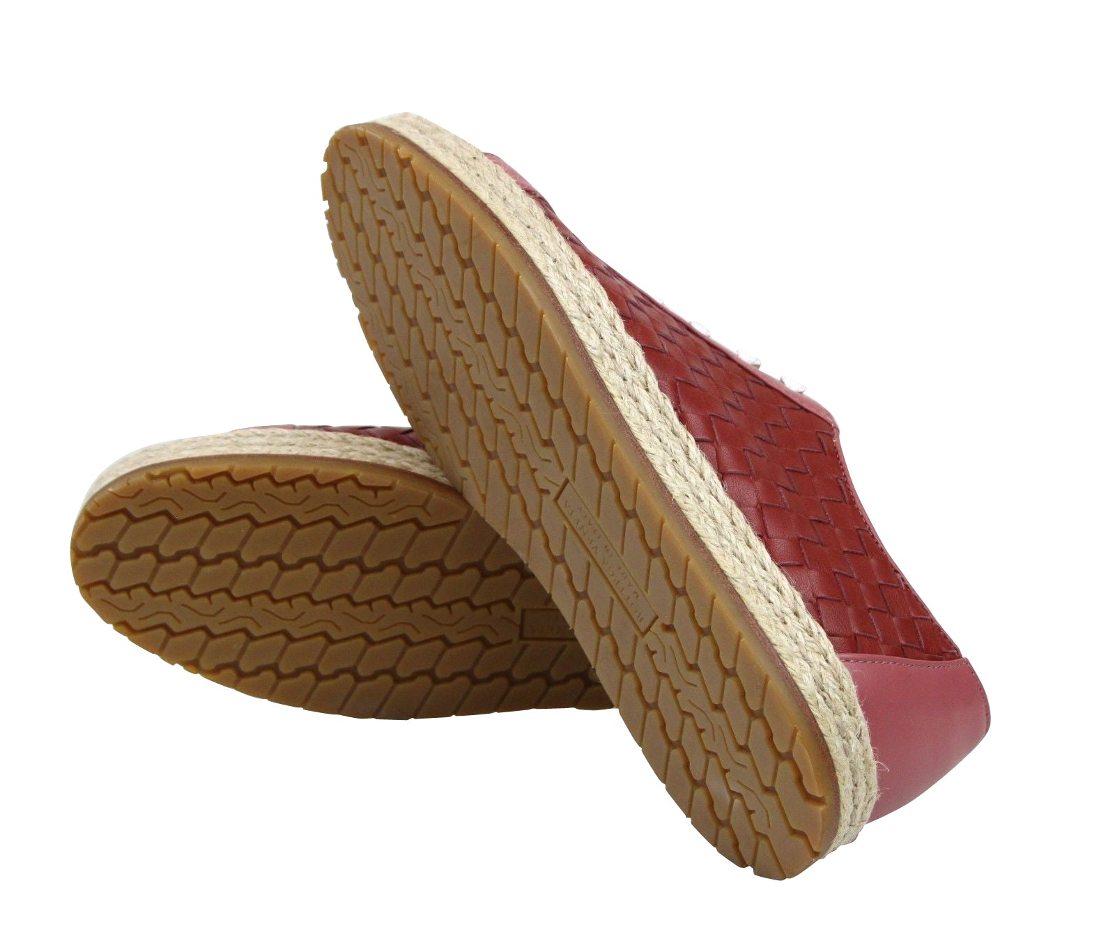 Bottega Veneta Women's Pink / Red Leather Woven Lace Up Sneakers (37.5 EU / 7.5 US)