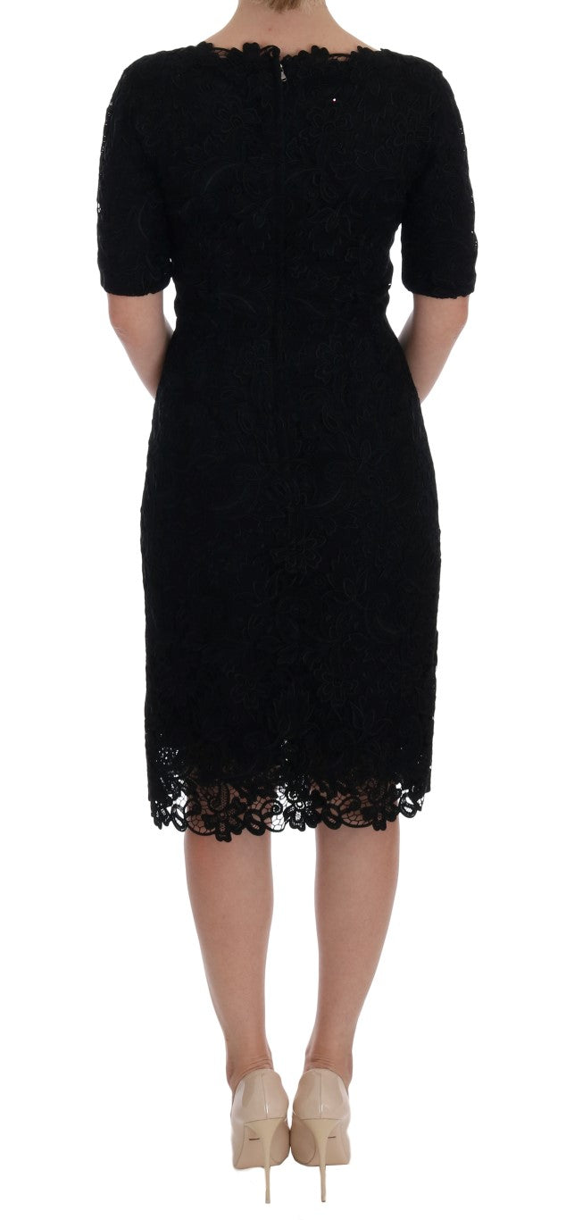 Dolce & Gabbana Black Floral Ricamo Sheath Women's Dress