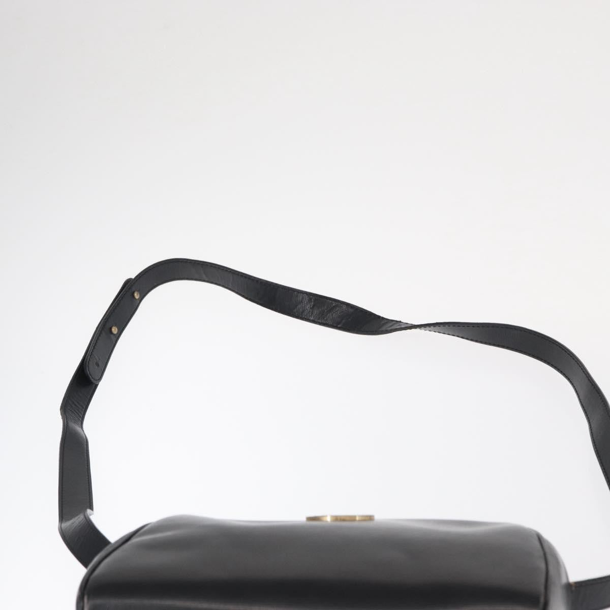 Celine Vintage Circle Logo Leather Black Leather Shoulder Bag Bag (Pre-Owned)
