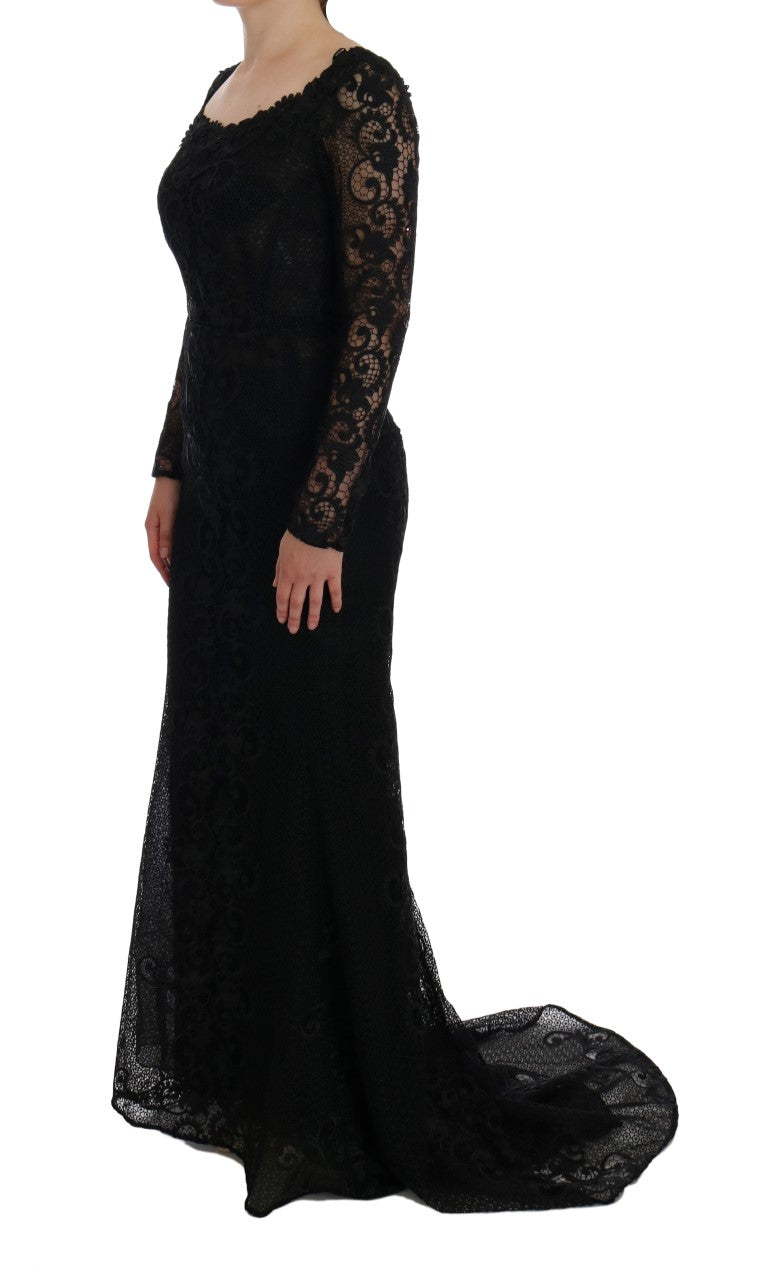 Dolce & Gabbana Black Floral Sheath Women's Dress